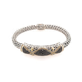 Silver & 18 Karat Yellow Gold Black Diamond Bracelet